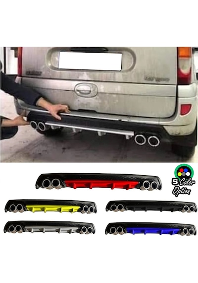 Renault Kangoo Uyumlu Yuvarlak Egzozlu Gri Difüzör Difizör Çiftli Egzoz Görünüm Arka Ek