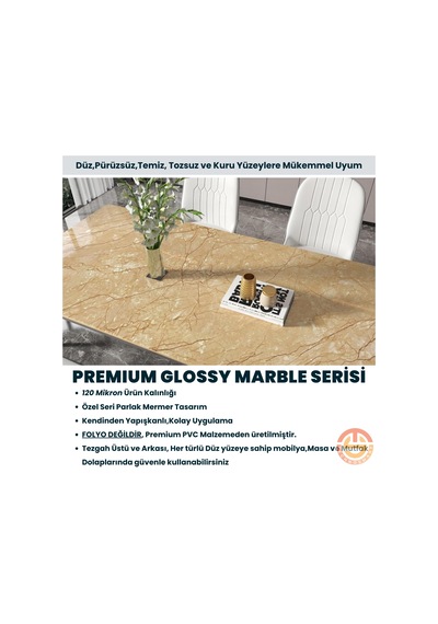 Technosmart 60x100cm Mermer Desen Kendinden Yapışkanlı Duvar Kağıdı Kaplama Mutfak Tezgeh Masa Folyo Sarı