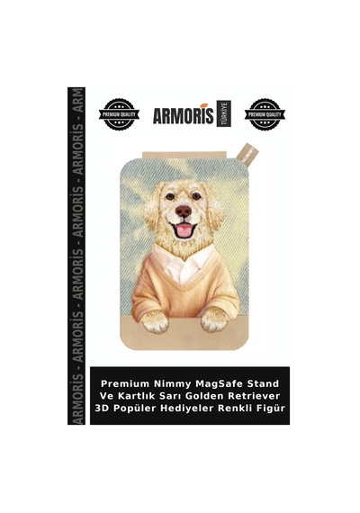 Premium Nimmy Magsafe Stand Ve Kartlık Sarı Golden Retriever 3d Popüler Hediyeler Renkli Figür