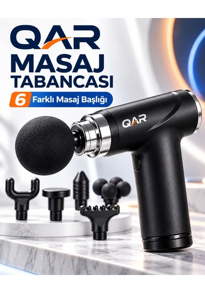 Qar Masaj Tabancası 6 Başlıklı Derin Doku Kas Masaj Aleti Sessiz Çalışan Şarjlı Taşınabilir Sporcu Masaj Cihazı Siyah