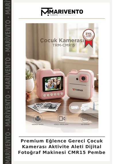 Premium Eğlence Gereci Çocuk Kamerası Aktivite Aleti Dijital Fotoğraf Makinesi Cmr15 Pembe