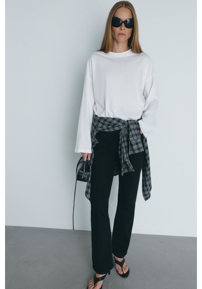 Suud Collection Beyaz Uzun Kollu Oversize Tişört