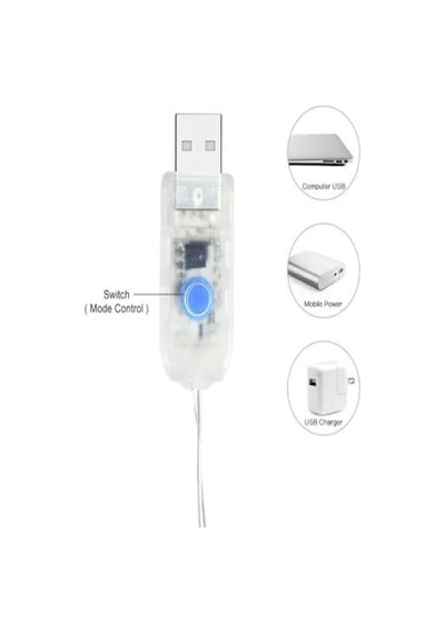 Ev Balkon Ve Parti İçin 10 Metre Renkli Kumandalı Usb Peri Led 8 Modlu Animasyonlu Yılbaşı Süsü Işık Renkli