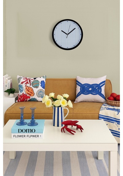 Renkli Çizgili Modern Tasarım Duvar Saati - 25cm - Önü Camlı Siyah Kasa - Sessiz Mekanizma-jh0440 Siyah