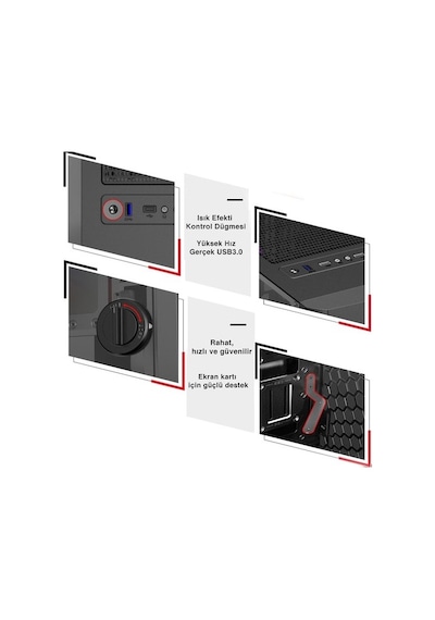 Izoly ST03853 i7-10700F 16 GB 512 GB M.2 NVMe RTX3080 10 GB Free Dos Masaüstü Oyuncu Bilgisayarı