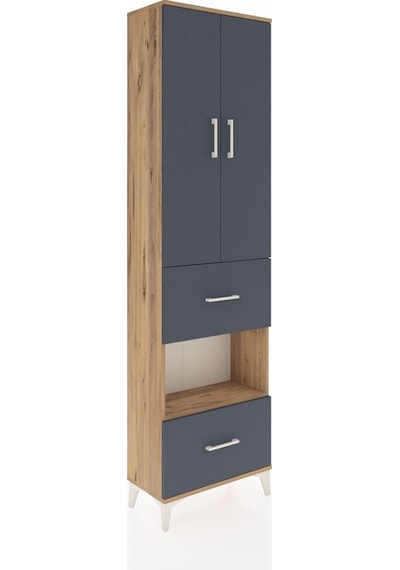 Arges Dolap 3 Raflı 2 Çekmeceli Tek Askılı 60x30x221 Çam-antr... Çam