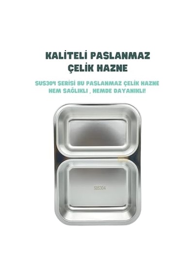Vagonlife Bento 700ml Lunchbox Tek Katlı 2 Bölmeli Çelik Sefer Tası Yemek Kutusu Turkuaz Diğer