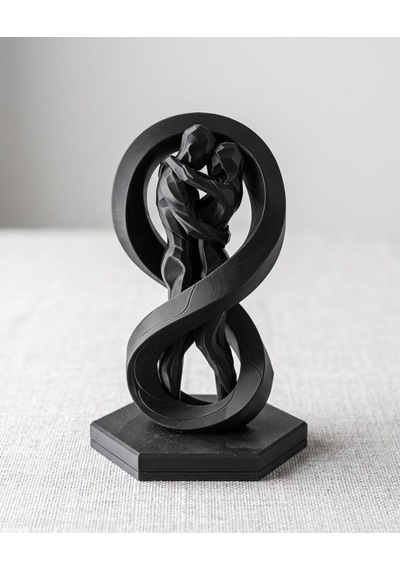 Sonsuzluk Romantik Çift Biblosu Modern Geometrik Tasarım Siyah 15 Cm Salon Masaüstü Dekoratif Heykel Eşe Sevgiliye Yıldönümü Hediyesi 15cm