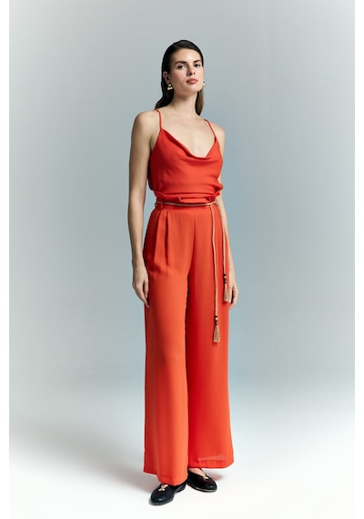 Kemer Detaylı Pantolon - Oranj-137256 Oranj