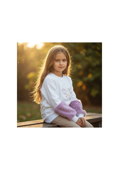 Fesshera Kids Kız Çocuk Sweatshirt Beyaz Sevimli Kalp Baskılı Peluş Kollu İnci Detaylı Pamuklu Sweatshirt Fesshera Kids Kız Çocuk Sweatshirt Beyaz Sevimli Kalp Baskılı Peluş Kollu İnci Detaylı Pamuklu Sweatshirt