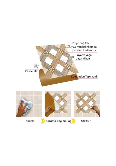 Tink Kendinden Yapışkanlı Ahşap 016 Desenli Pvc Karo 30x30 Cm