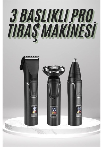 Dijital Göstergeli 3 Başlıklı Tıraş Makinesi Islak Kuru Öncesi Günlük