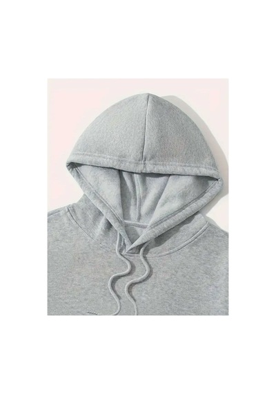 Medinenur One Yazı Baskılı Kapüşonlu Sweatshirt Gri