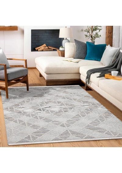 Bespoky Liza Geometrik Etnik Salon Halısı Makine Dokuma Krem - Ekru - 18506