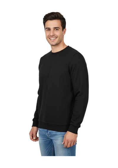 Raymons Erkek Sıfır Yaka Petek Doku Regular Fit Sweatshirt Bgl-st04950 Siyah