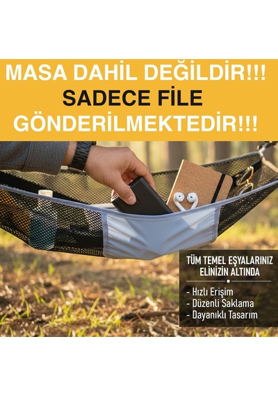 Masa Altı Saklama Filesi, Kamp Piknik Outdoor İçin Masa Altı Kamp Malzemeleri Eşya Depolama, Düzenleyici Organizer Genel