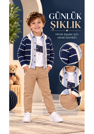 Yağmur Giyim Nowa Triko Hırka, Gömlekli Ve Pantolonlu Erkek Çocuk Takımı 2-6 Yaş 2825 Lacivert Yağmur Giyim Nowa Triko Hırka, Gömlekli Ve Pantolonlu Erkek Çocuk Takımı 2-6 Yaş 2825 Lacivert