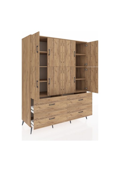 Kronos Gardrop 8 Raflı 4 Çekmeceli 8 Kapaklı 176x59x221 Çam-çam Beyaz Kronos Gardrop 8 Raflı 4 Çekmeceli 8 Kapaklı 176x59x221 Çam-çam Beyaz
