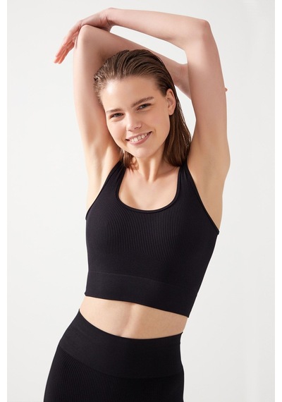 Los Ojos Kadın Siyah Askılı Fitilli Kare Yaka Crop Top Büstiyer Square Siyah Siyah Los Ojos Kadın Siyah Askılı Fitilli Kare Yaka Crop Top Büstiyer Square Siyah Siyah