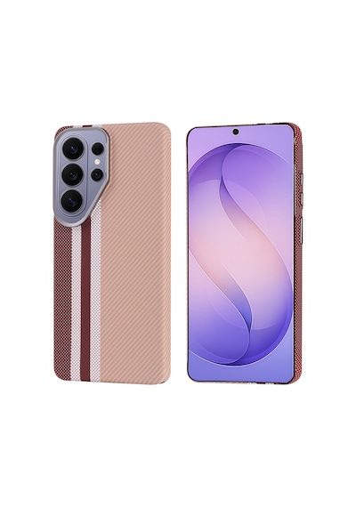 Maks Technology Samsung Galaxy Uyumlu S26 Ultra Kılıf M-safe Şarj Özellikli Karbon Fiber Görünümlü Mkst Nekst Kapak - Gold