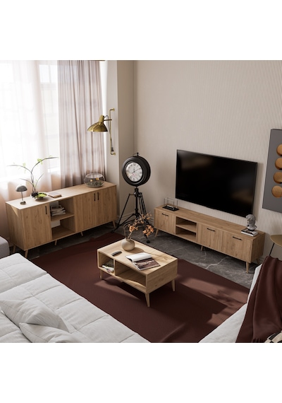 Mezza Exxen Set 1587-2076-1626 Ahşap Ayaklı Tv Ünitesi - Orta Sehpa - Konsol Seti Sepet Rengi Mezza Exxen Set 1587-2076-1626 Ahşap Ayaklı Tv Ünitesi - Orta Sehpa - Konsol Seti Sepet Rengi