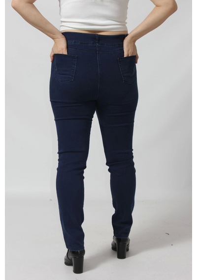 Moda Berray R001 Beli Lastikli Esnek Büyük Beden Mevsimlik Mavi Kot Pantolon Mavi