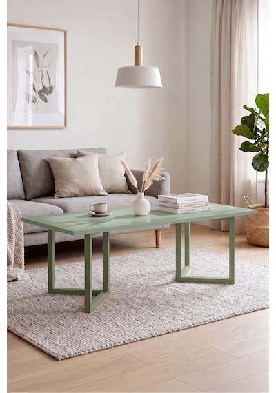 Robin Home Orta Sehpa Kayın Ahşap Ayaklı 120x60cm Ihlamur Yeşili-kayın Yeşil