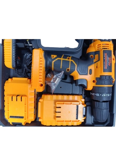 Lieber German Xdrive Darbeli 88 V 12 Ah Çift Akülü Metal Şanzuman Şarjlı Vidalama Matkap 27 Pcs Set