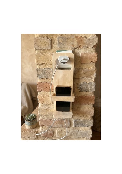 Ahşap Duvar Tipi Telefon Şarj Standı Organizer Raf Bej - 850488606 Bej