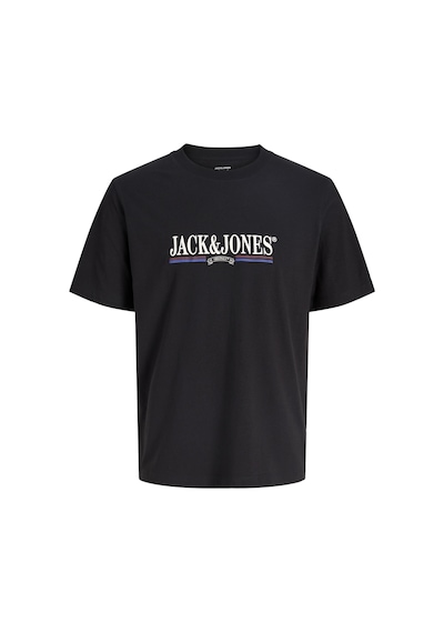 Jack & Jones Büyük Beden Gögüs Baskili Regular Fit Tisört - Frederiksberg - 12307847 Siyah