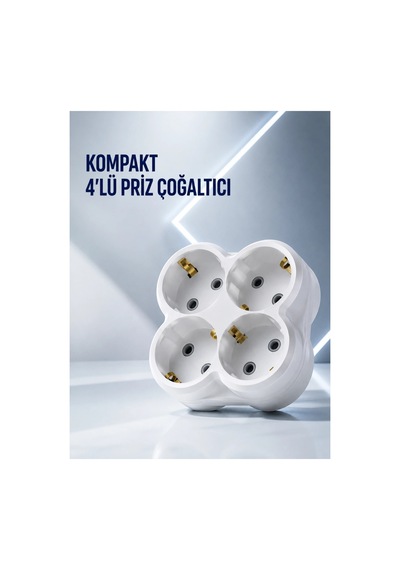 Duvar Tipi Priz Çoğaltıcı 4 Çıkışlı Kablosuz Kompakt Priz Adaptörü Düz Renkli 1 - 10 M