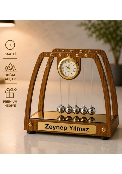 Kişiye Özel İsimli Saatli Masaüstü Newton Denge Topları & Isıtıcılı Kupa Seti Ofis Ve İş Hediyesi 74228452