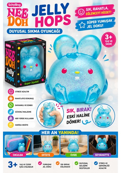 Schylling Needoh Jelly Hops Sıkılabilir Squishy Oyuncak Mavi