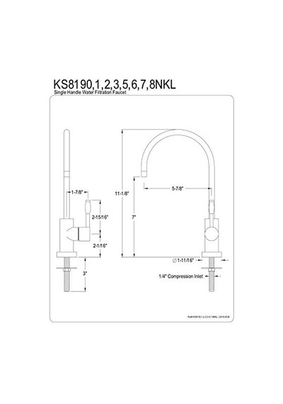 Su Filtrasyon Musluğu Parlak Nikel 11.13 X 5.88 X 1.69 Çok Renkli