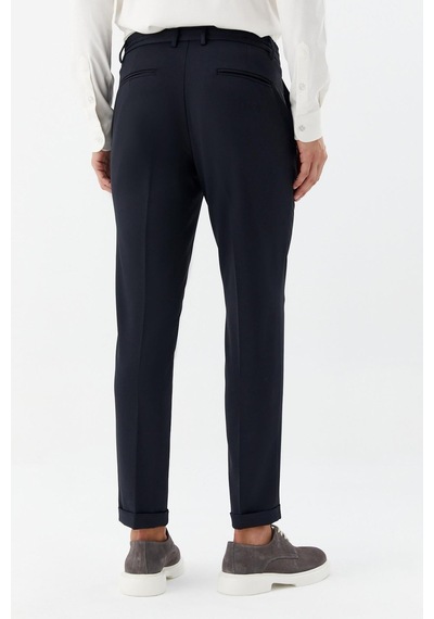 Sabri Özel Erkek Lacivert Dar Kesim Slim Fit Dokuma Yan Cep Jogger Pantolon