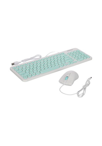 Km-01k Turkuaz Usb Yuvarlak Tuşlu 3d Mouse Combo Lc Layout Klavye + Mouse Set