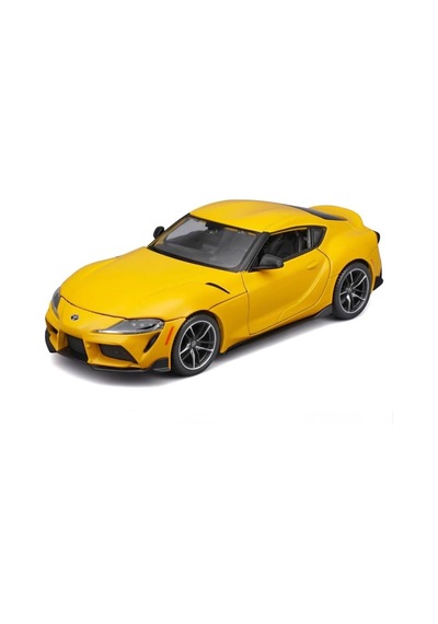 TıfılToys Hobbiez Lisanslı Toyota Gr Supra Kapıları Açılabilir Model Diecast 1/32 Ölçek Metal Standlı Araç Sarı