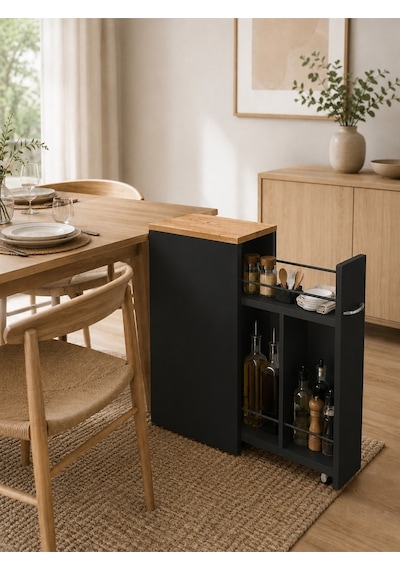 Yukon Sürgülü Banyo Dolabı Siyah - Çam Yukon Sürgülü Banyo Dolabı Siyah - Çam