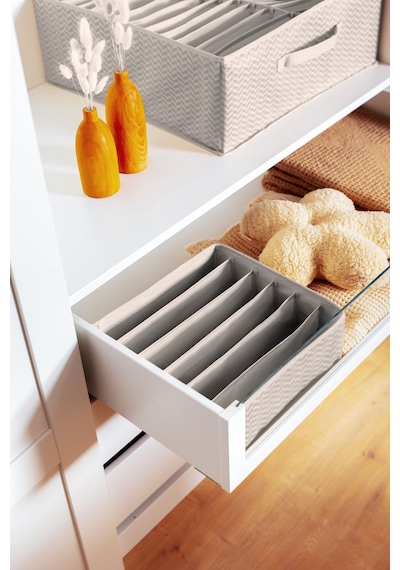 Serstil 6 Bölmeli Çekmece Içi Dolap Kıyafet Iç Çamaşırı Katlanabilir Düzenleyici Organizer Kutu 28x28x12cm Martı Gri