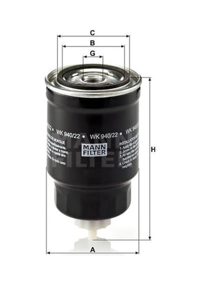 MANN WK94022 Mazot Filtresi Terrano 96- Np300 Navara 05-11 2.5 DCI