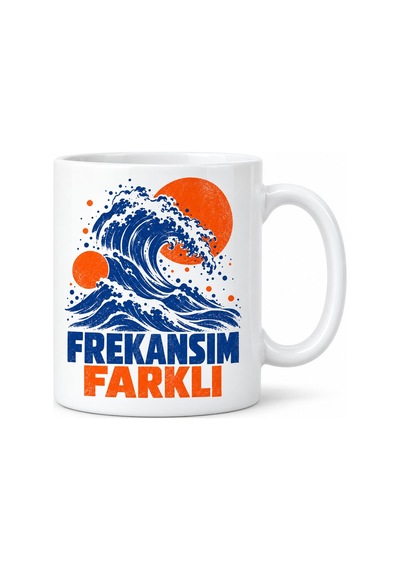Kâğıt Frekansı Tasarımlı Porselen Kupa - Model 677 Lacivert