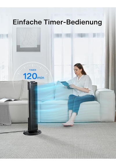 Pelonis Kule Fan, Sessiz Çalışma, 3 Hız Ayarı, Zamanlayıcı, 60 Salınım
