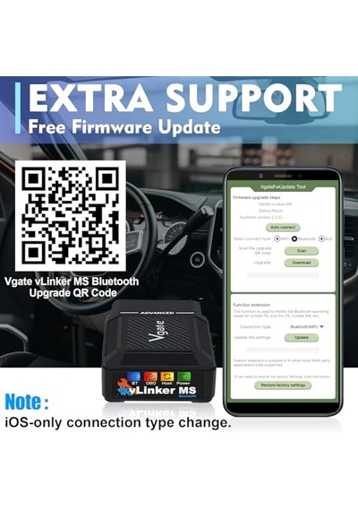 Vgate Vlinker Ms Bluetooth Obd2 Araç Tarama Cihazı İphone/ios, Android Ve Windows İçin, Çoklu Can Protokollerini Destekler Gmlan, Ms Can, Ch Can, Ls Can