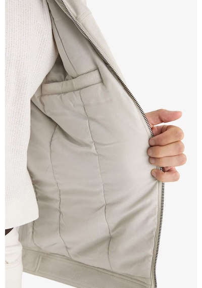 Defacto Slim Fit Dar Kesim Gömlek Yaka Fermuarlı İç Cepli Süet Mevsimlik Baharlık Ceket Mont A3254ax25aubg766 Bej