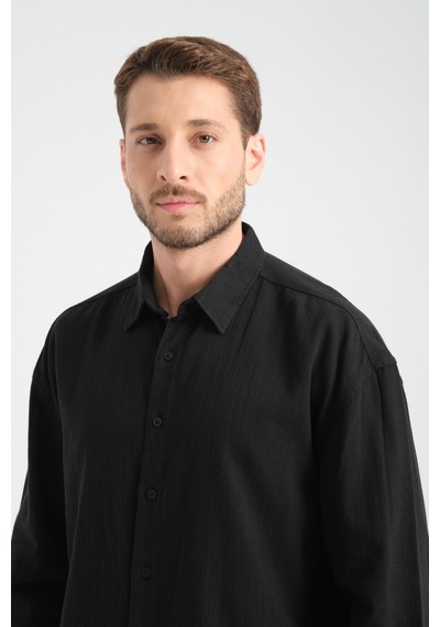 Redline Bond Keten Oversize Rahat Kalıp Premium Kumaş Basic Gömlek Siyah Redline Bond Keten Oversize Rahat Kalıp Premium Kumaş Basic Gömlek Siyah