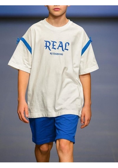 Marions Çocuk Pamuklu Real Yazılı Oversize Kalıp T-shirt-15954 Beyaz