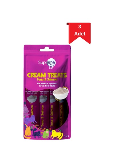 Supreme Cat Ton Balıklı Ve Somonlu Krema Kedi Ödülü 4'lü 14 Gr X 3 Paket