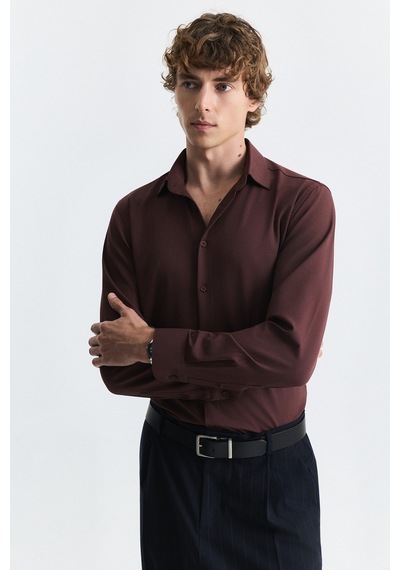 Antioch Comfort Slim Fit Gömlek Bordo