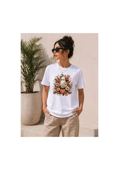 Butik İstanbul Balkabağı Hayalet Baskılı Tişört Kısa Kol Yazlık T-shirt - Beyaz Butik İstanbul Balkabağı Hayalet Baskılı Tişört Kısa Kol Yazlık T-shirt - Beyaz