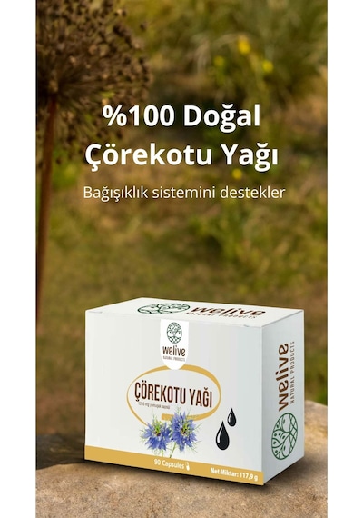 Çörekotu Yağı 90 Kapsül Soğuk Sıkım, %100 Doğal,